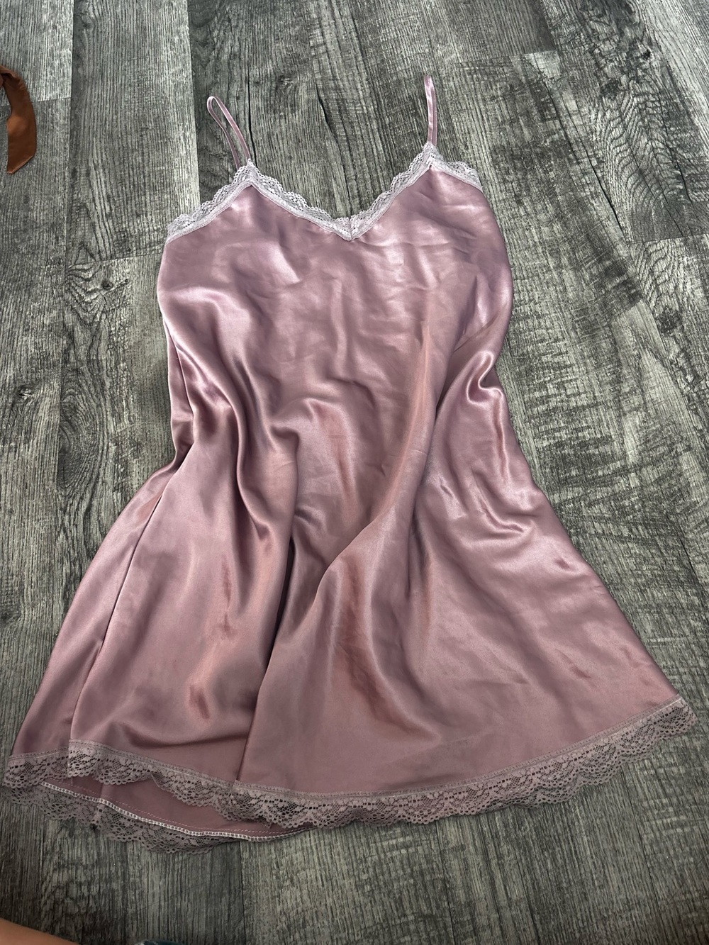 Silky Lace-Trim Slip Dress - Dusty Rose